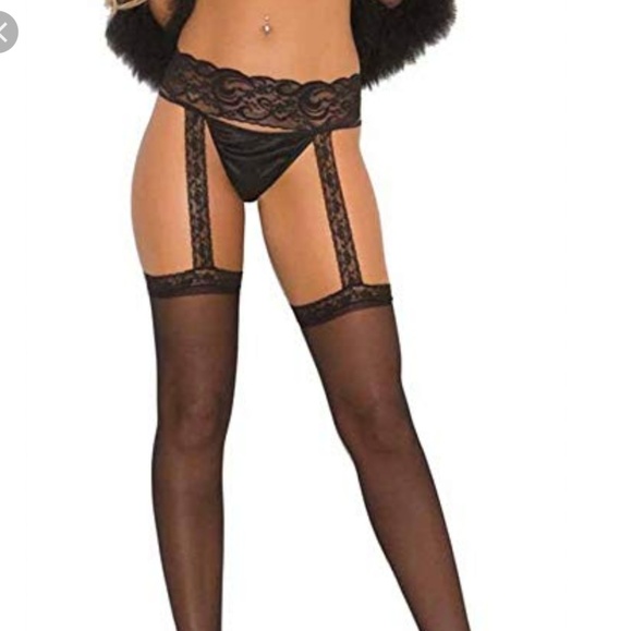 3 PR Fantasy lace top garter belt‎ stockings - Picture 1 of 3